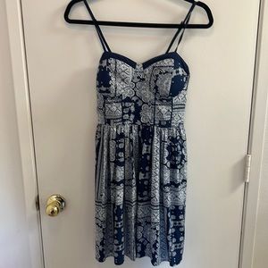 Blue and White Patterned Dress Size Small